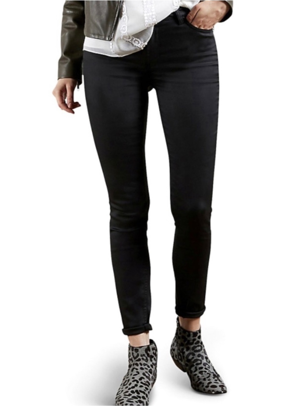 NEW TED BAKER BLACK WET-LOOK SKINNY JEANS